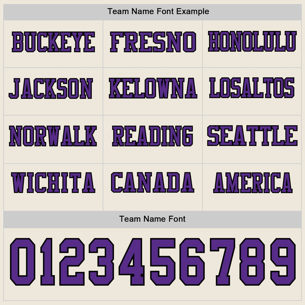 Custom Cream Purple-Black Long Sleeve Authentic Football Jersey