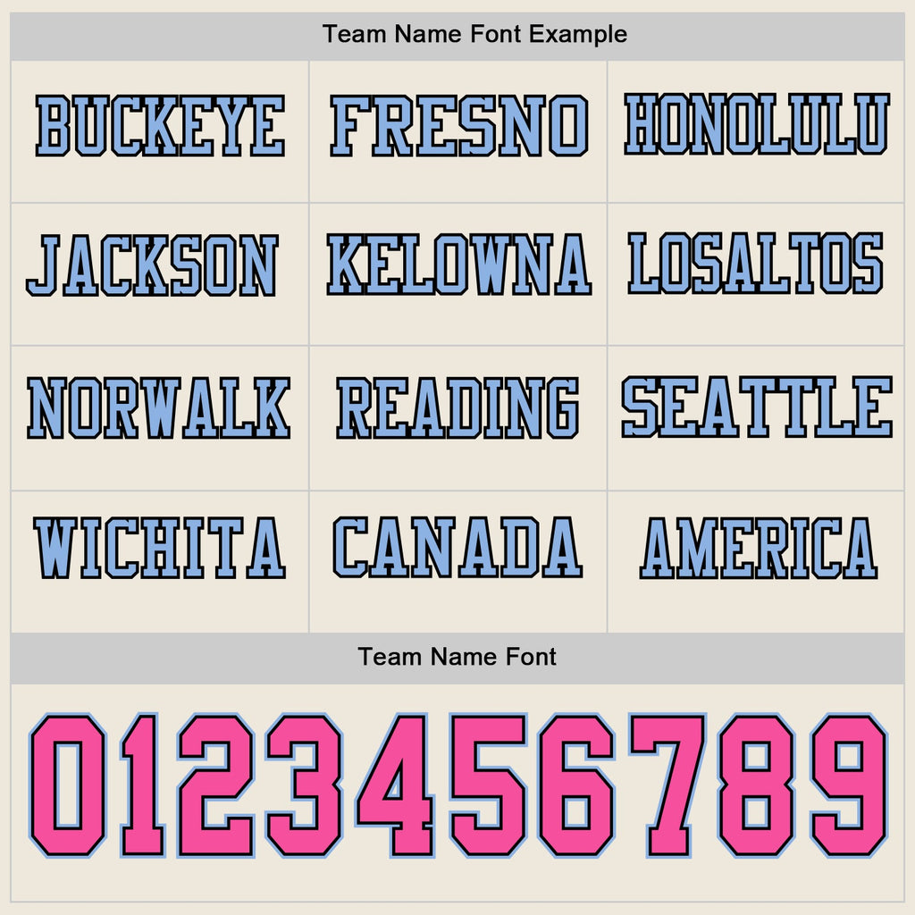 Custom Cream Pink Black-Light Blue Long Sleeve Authentic Football Jersey