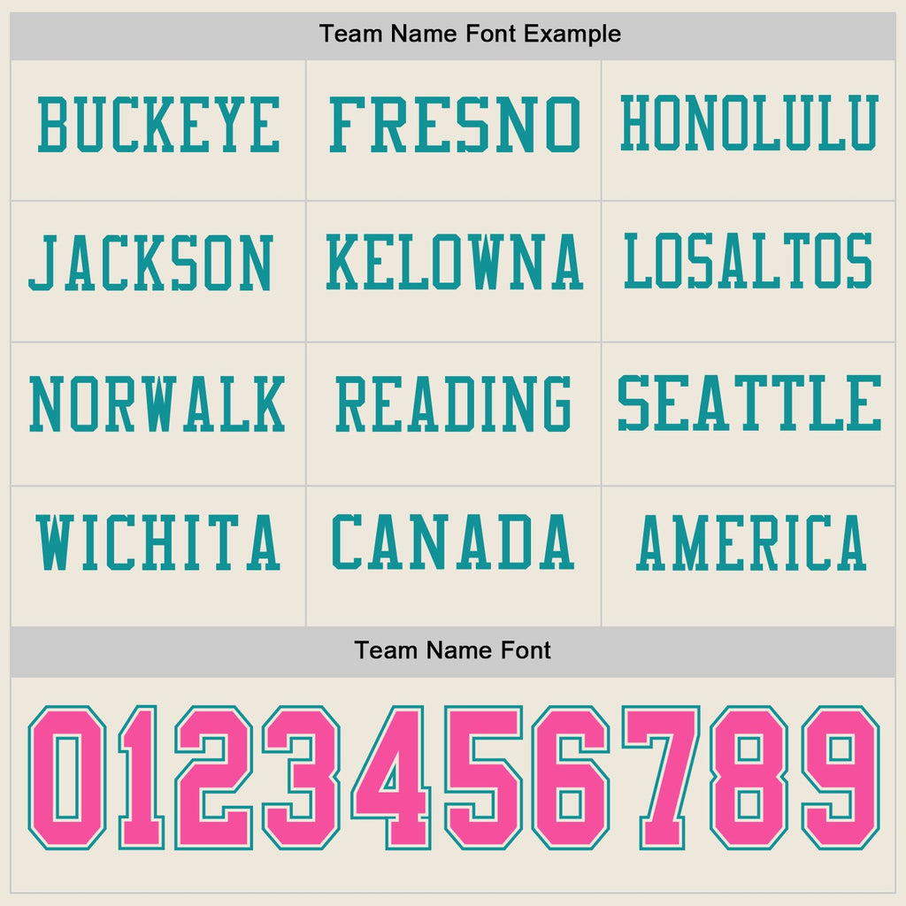 Custom Cream Pink-Teal Long Sleeve Authentic Football Jersey