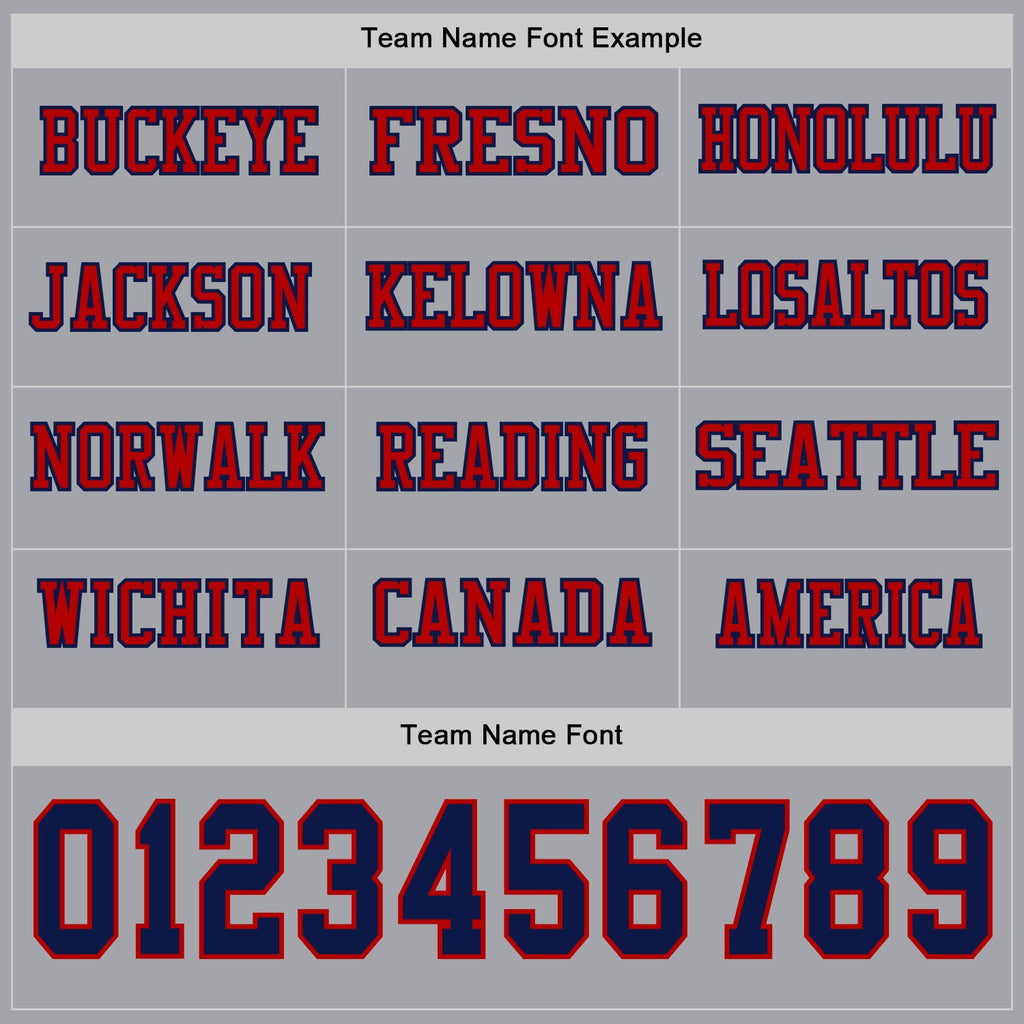 Custom Gray Navy-Red Long Sleeve Authentic Football Jersey