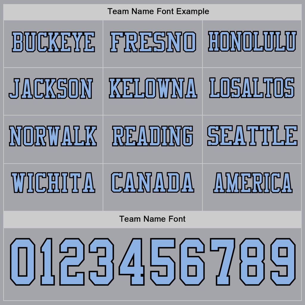 Custom Gray Light Blue-Black Long Sleeve Authentic Football Jersey