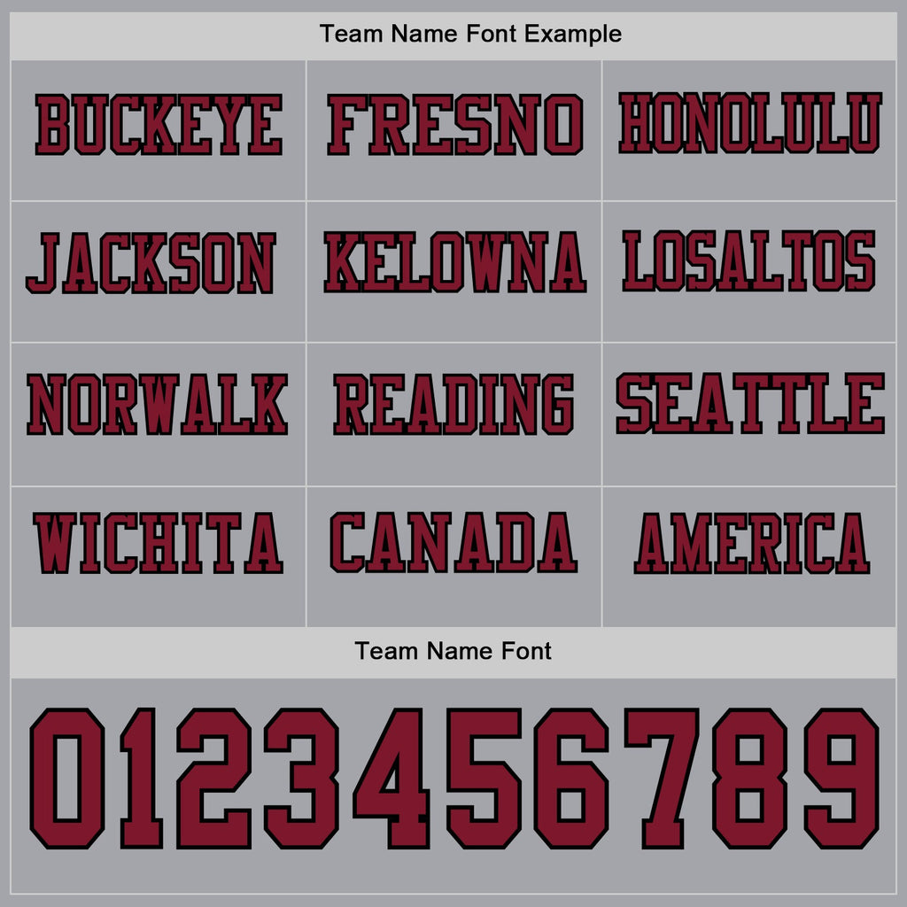 Custom Gray Crimson-Black Long Sleeve Authentic Football Jersey