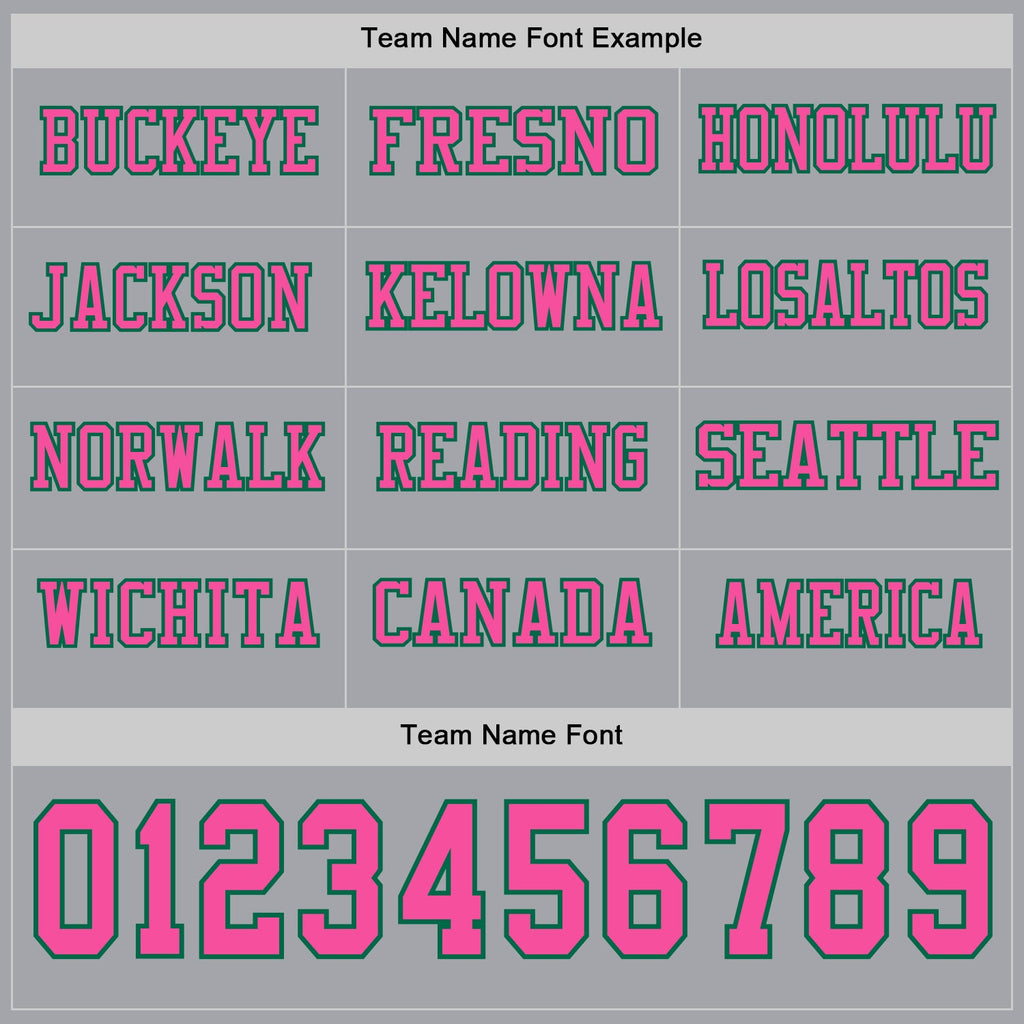 Custom Gray Pink-Kelly Green Long Sleeve Authentic Football Jersey