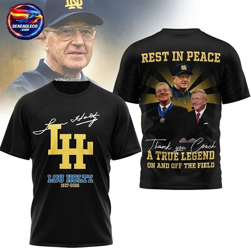 Lou Holtz Memorial Tribute 2026 Rest In Peace Coach Legend Two Sided Shirt Unisex