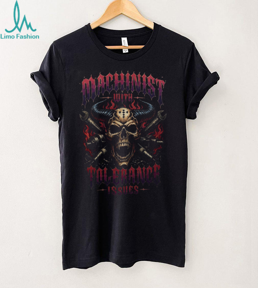 Machinist Skeleton With Horns Tolerance Issues Shirt