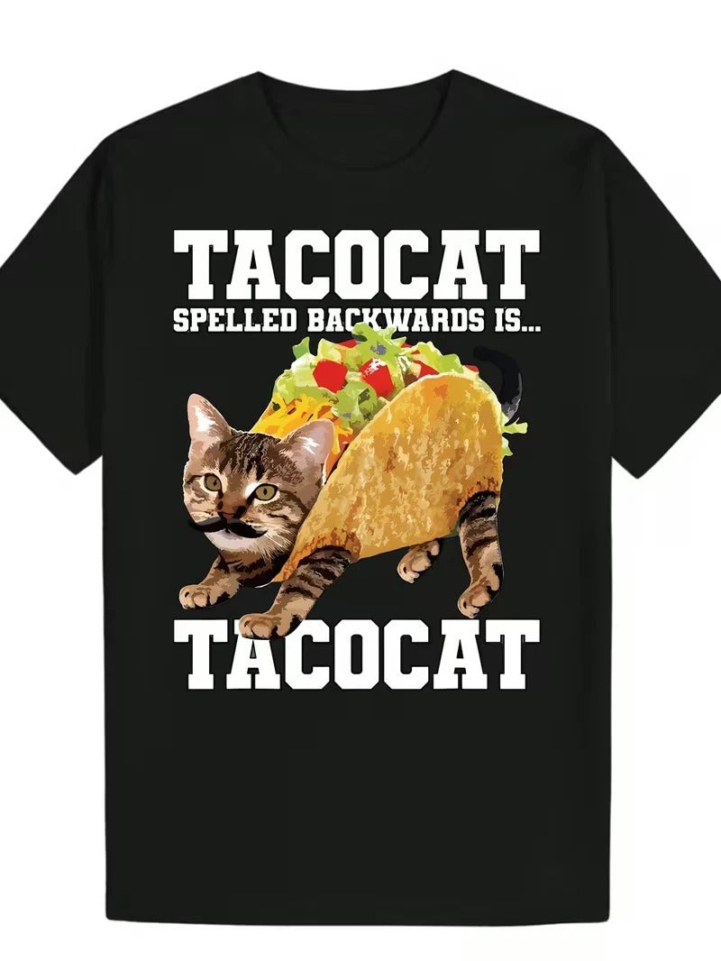 Men's Funny Taco Cat Spanish Wordplay - Tabby Cat & Taco Design with "TA Unisex
