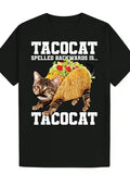 Men's Funny Taco Cat Spanish Wordplay - Tabby Cat & Taco Design with "TA Unisex