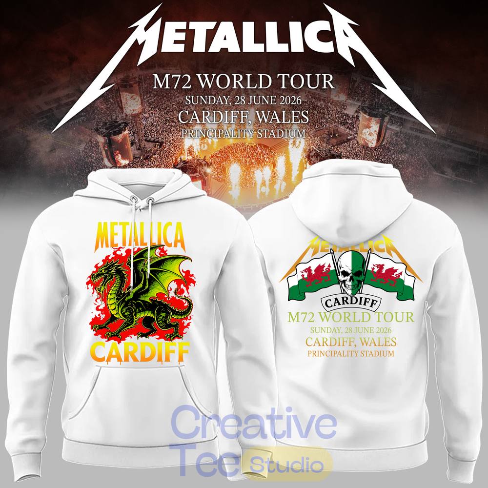 Metallica 2026 M72 World Tour Cardiff, Wales New Version Hoodie