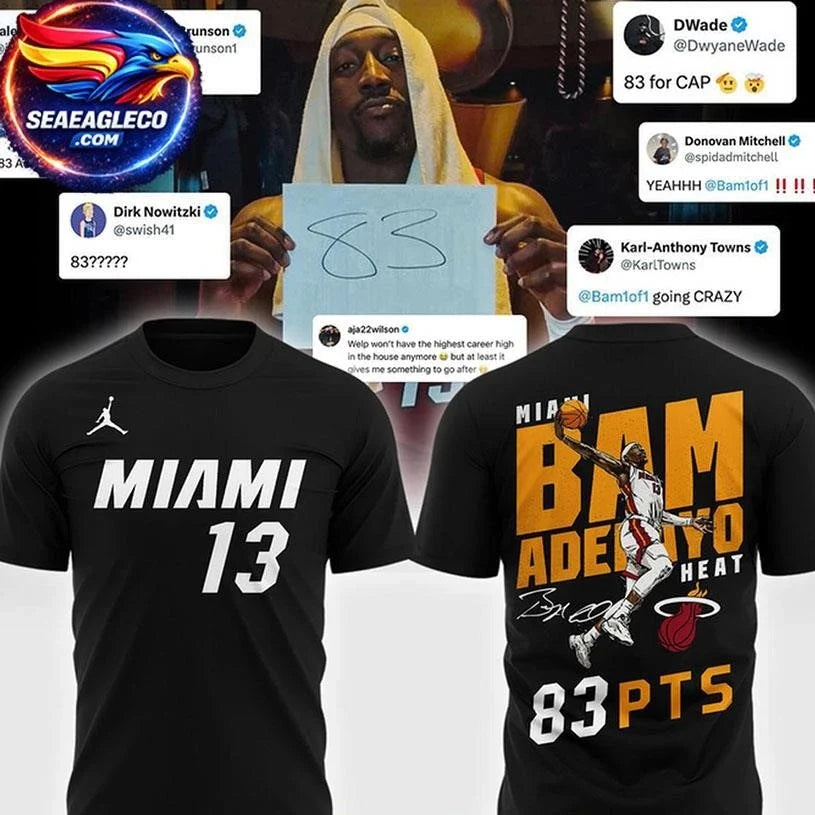 Miami Heat Adebayo 2026 Celebarte 83 Points History Two Sided Shirt Unisex
