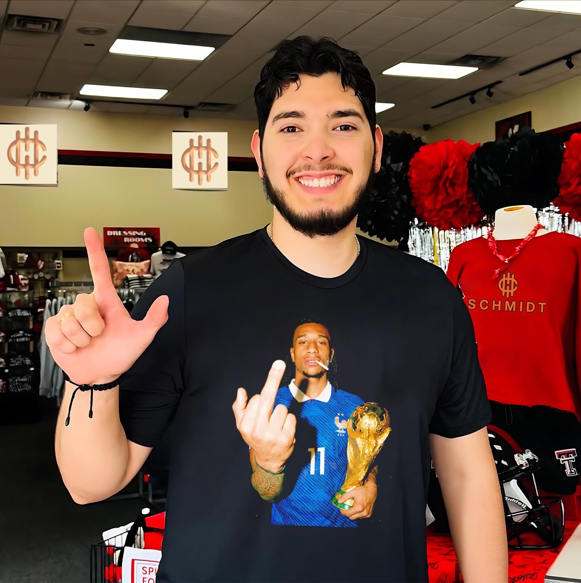 Michael Olise France National Team Number 11 middle finger and trophy shirt