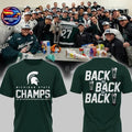 Michigan State Spartans Back-To-Back-To-Back Big Ten Champs 2026 Two Sided Shirt Unisex