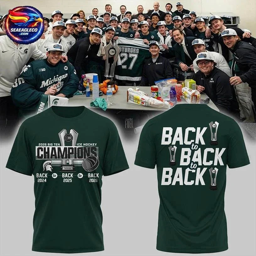 Michigan State Spartans Hockey Big Ten Champions 2026 Two Sided Shirt Unisex