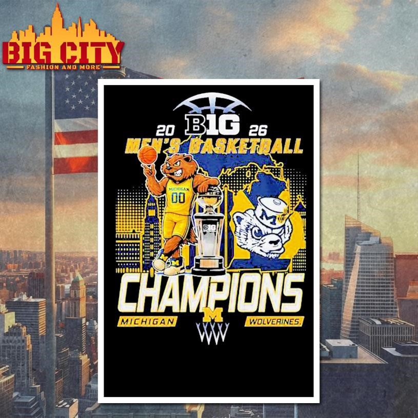 Michigan Wolverines 2026 Big Ten Men’s Basketball Season Champions Mascot Trophy Shirt Unisex