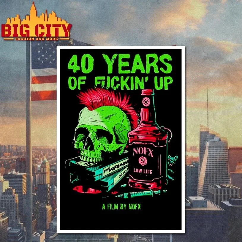NOFX 2026 Bottle Skull 40 Years Of Fuckin Up Movie Shirt Unisex