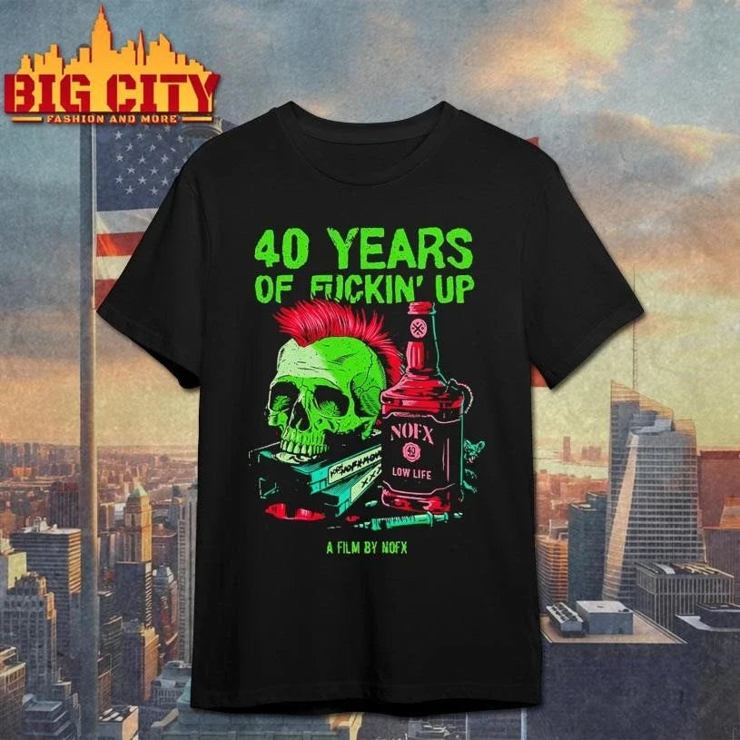 NOFX 2026 Bottle Skull 40 Years Of Fuckin Up Movie Shirt Unisex