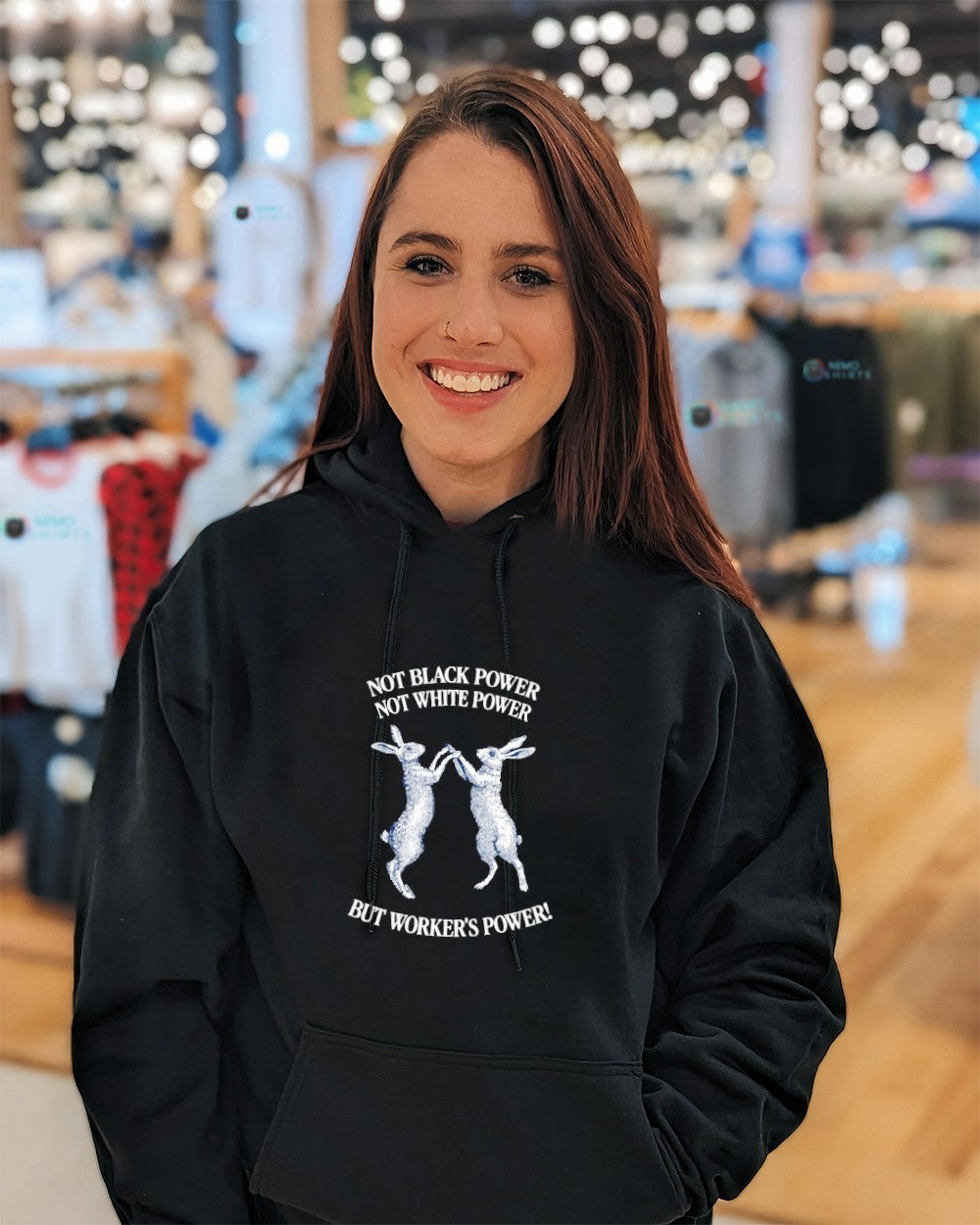 Not black power not white power but workers power rabbits shirt