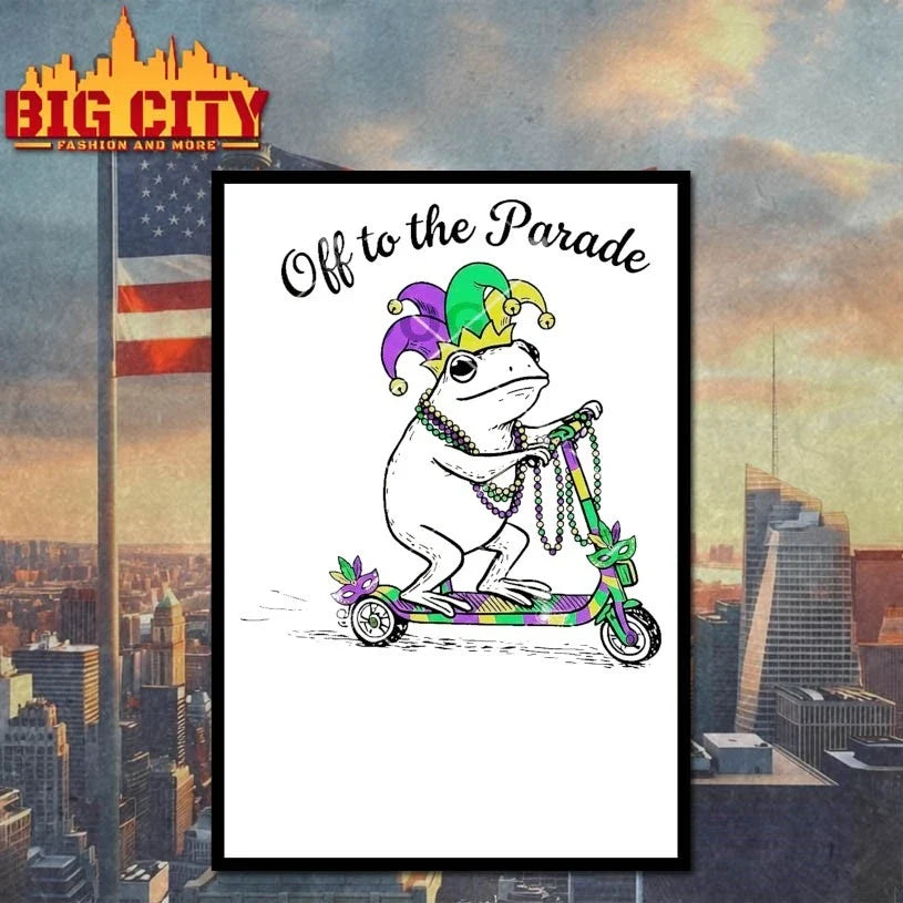 Off To The Parade Mardi Gras Frog On Scooter Unisex