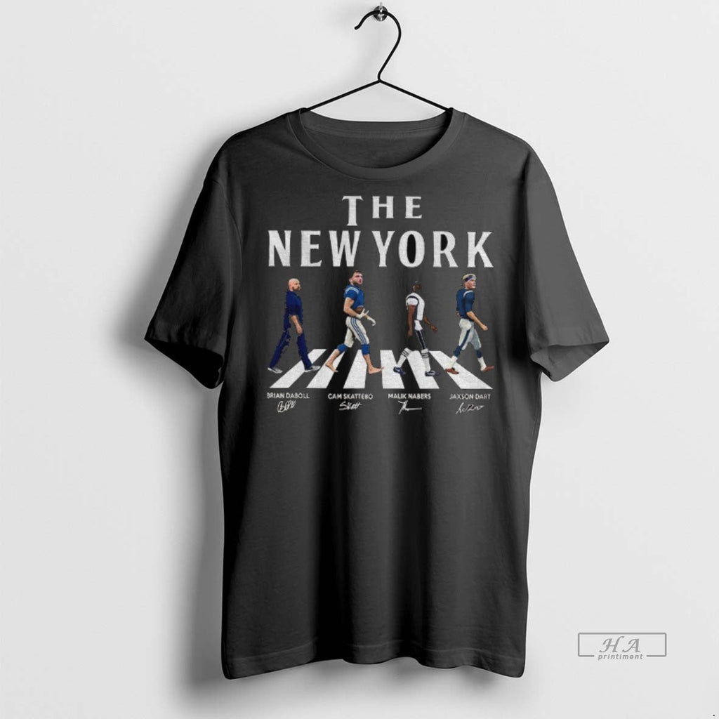 Official Trendy The New York Walking Road Signatures Football Jaxson Dart Malik Nabers Cam Skattebo