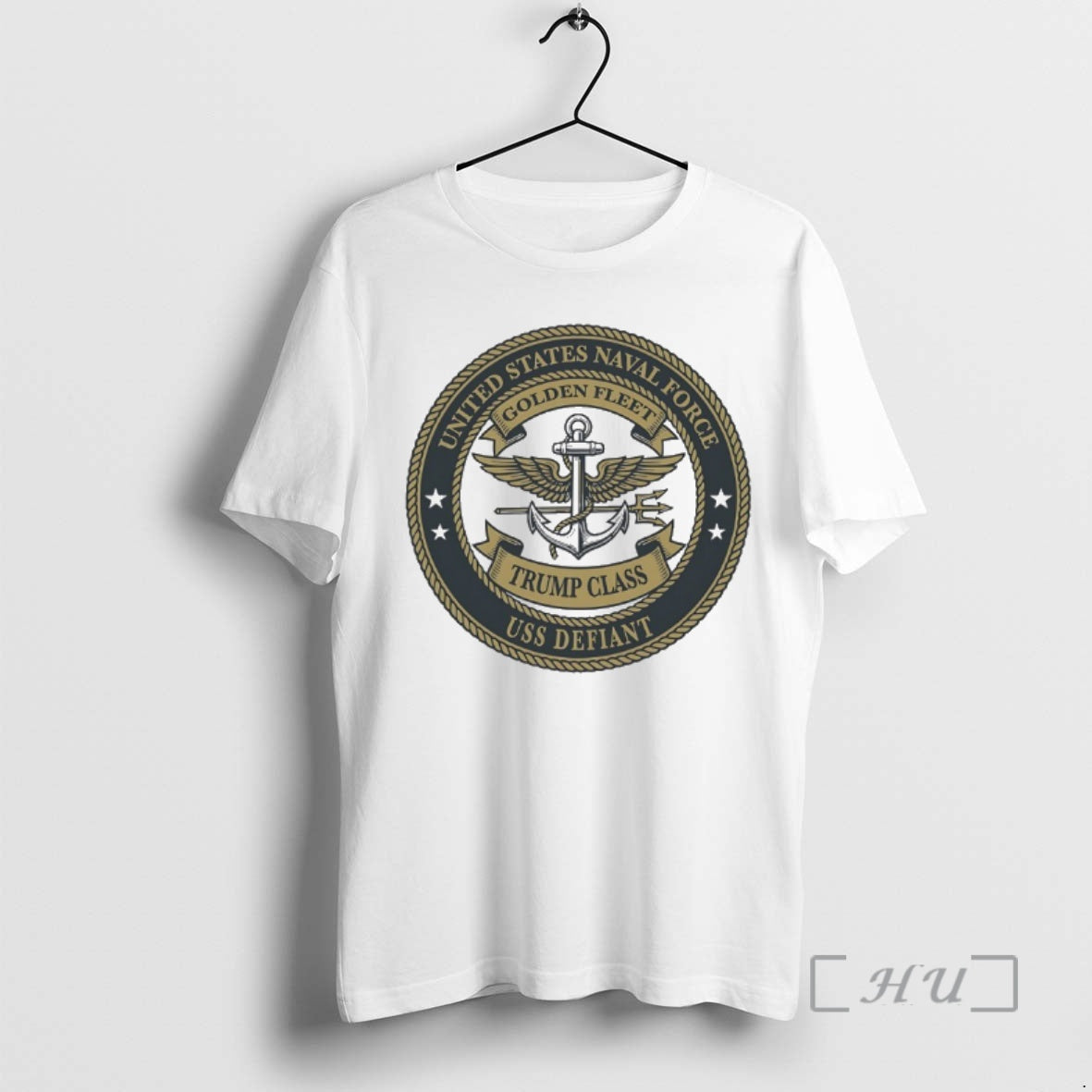 Officials Golden Fleet Trump Glass United States Naval Force Uss Defiant Premium T Shirts Sweater