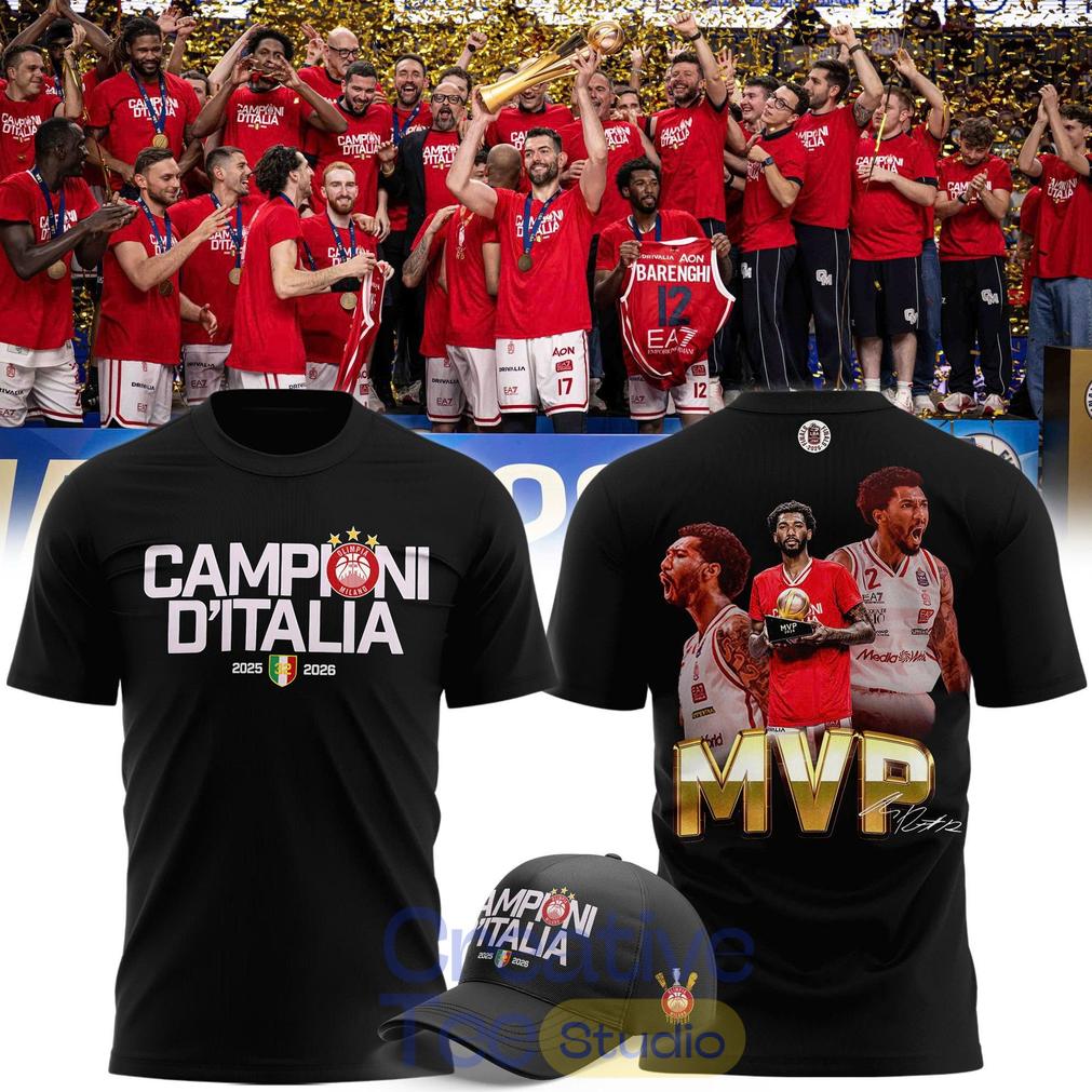 Olimpia Milano 2026 Italian Champions Black T-Shirt