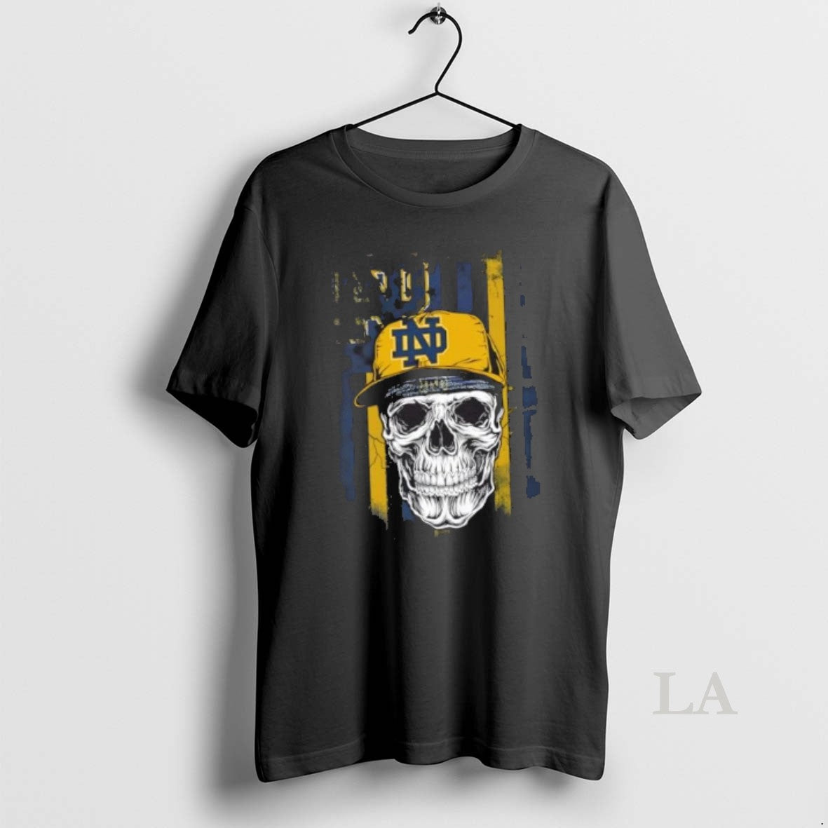 Original Skull Wearing A Cap Notre Dame Fighting Irish Us Flag