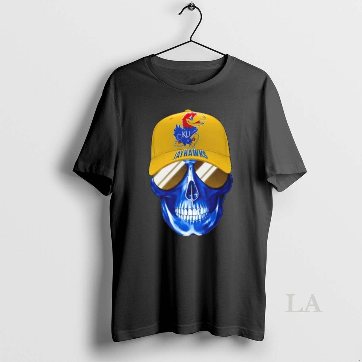 Original Skull Wearing A Cap And Smile Kansas Jayhawks Fans