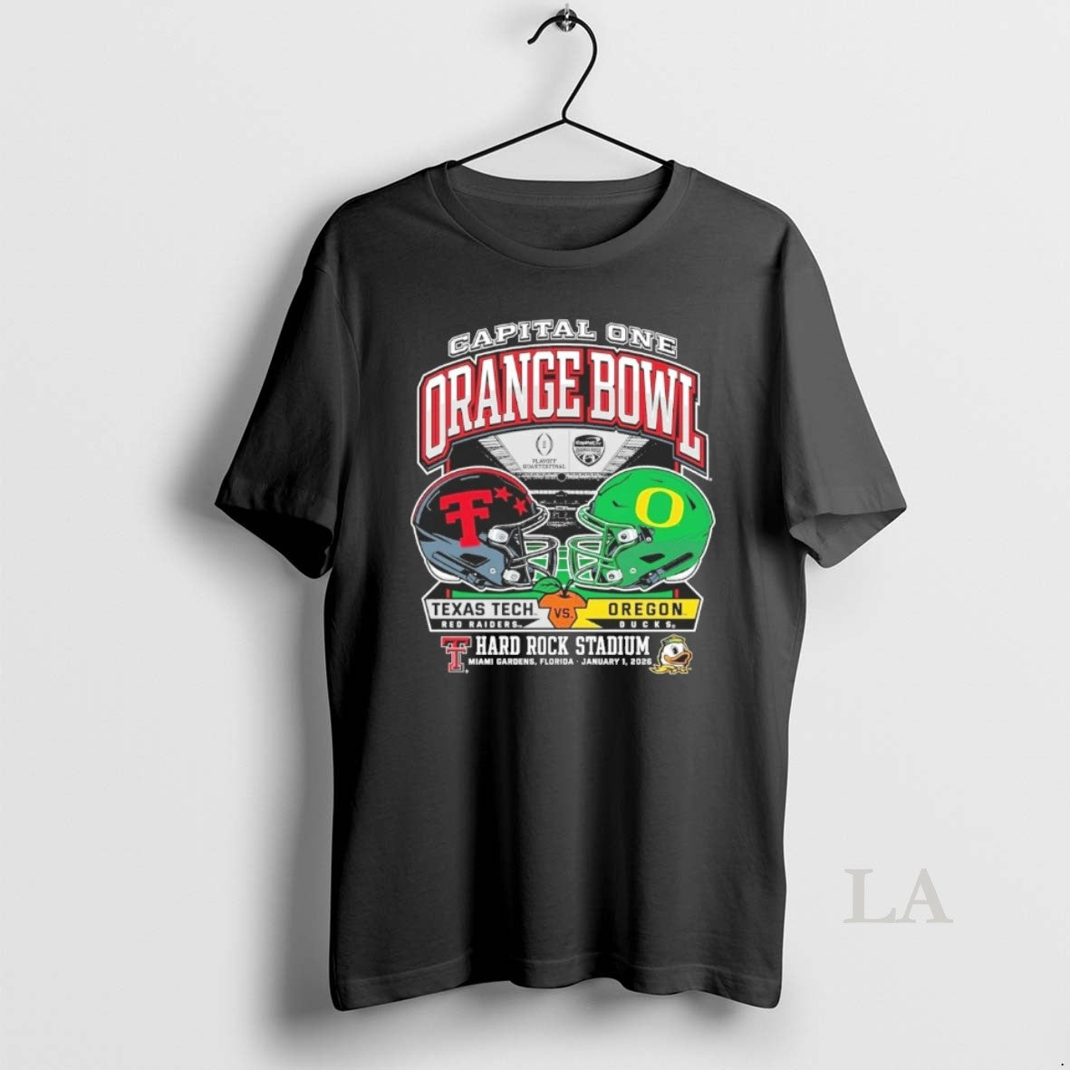 Original Oregon Vs Texas Tech 2026 Capital One Orange Bowl Dueling Helmets January 1 Hard