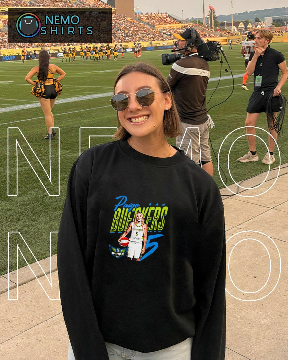 Paige Bueckers Dallas Wings player name posing shirt