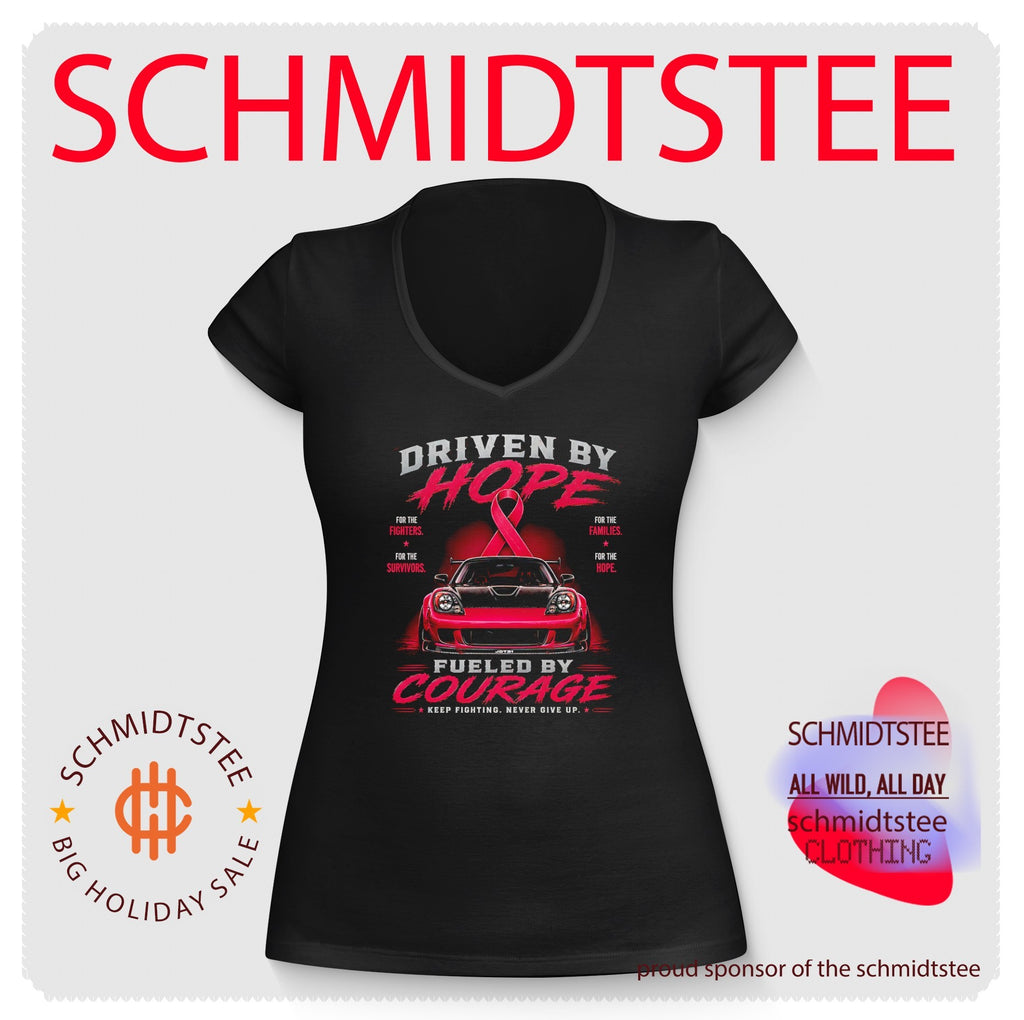 Pink Porsche 911 GT3 fueled by courage breast cancer awareness ribbon shirt