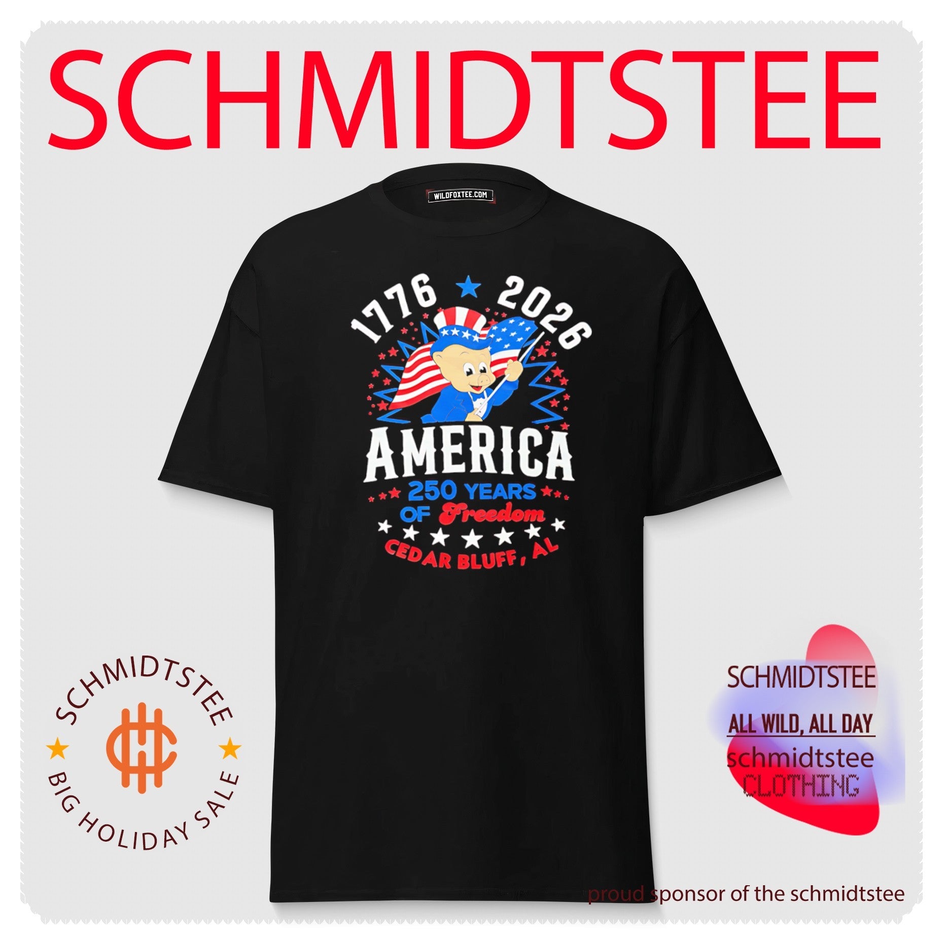 Porky Pig 1776-2026 America 250 Years of Freedom Cedar Bluff AL shirt