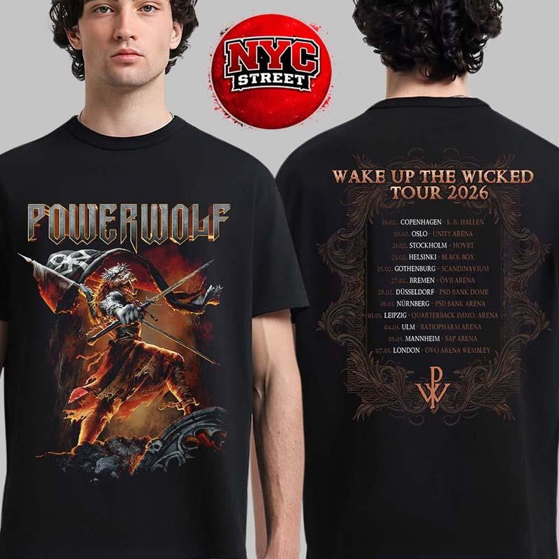 Powerwolf Wake Up The Wicked Tour 2026 UK And Europe Dates Back Two Sided Shirt Unisex