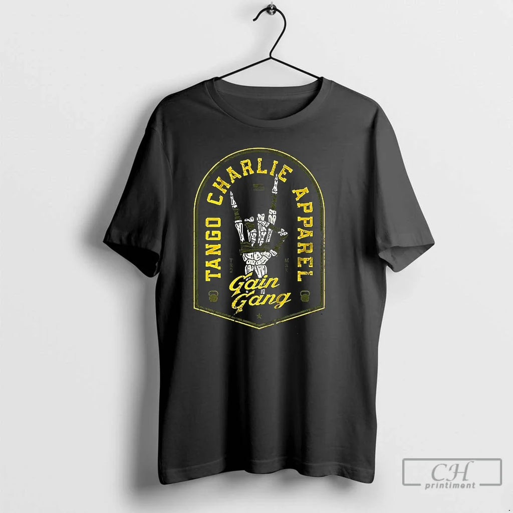 Premium Gain Gang Rock On The Shoulder Skeleton T Shirts