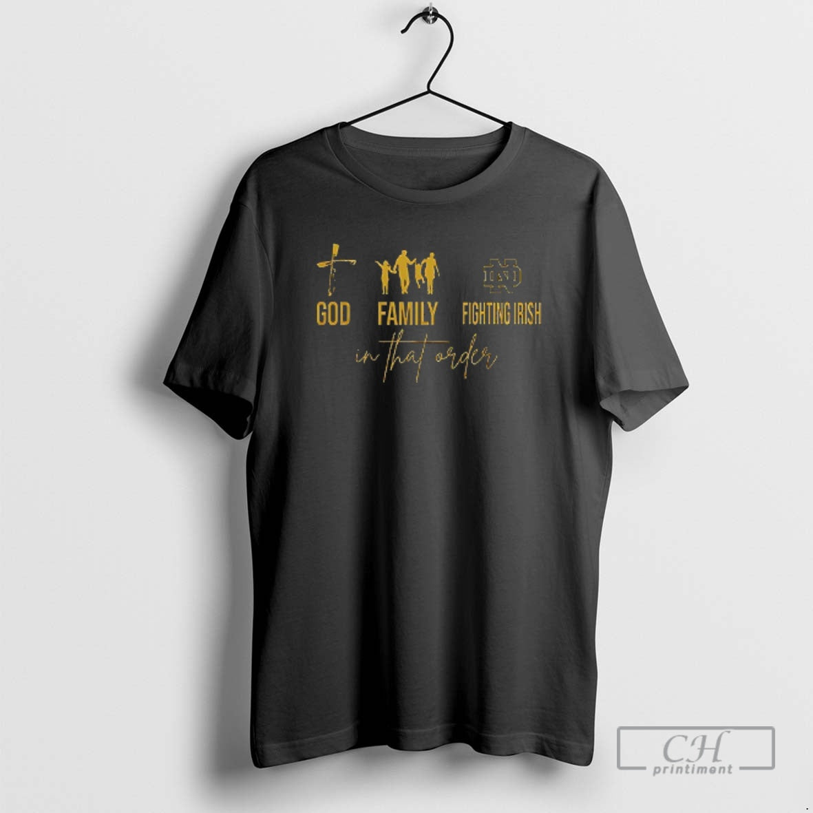 Premium God Family Notre Dame Fighting Irish In That Order Double Graphic Shirt Sweater
