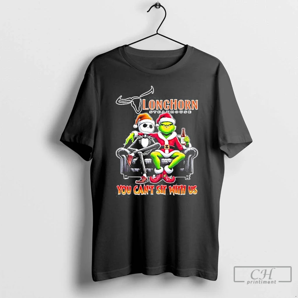 Premium Longhorn Logo Santa Jack And Grinch You Cant Sit With Us T Shirts