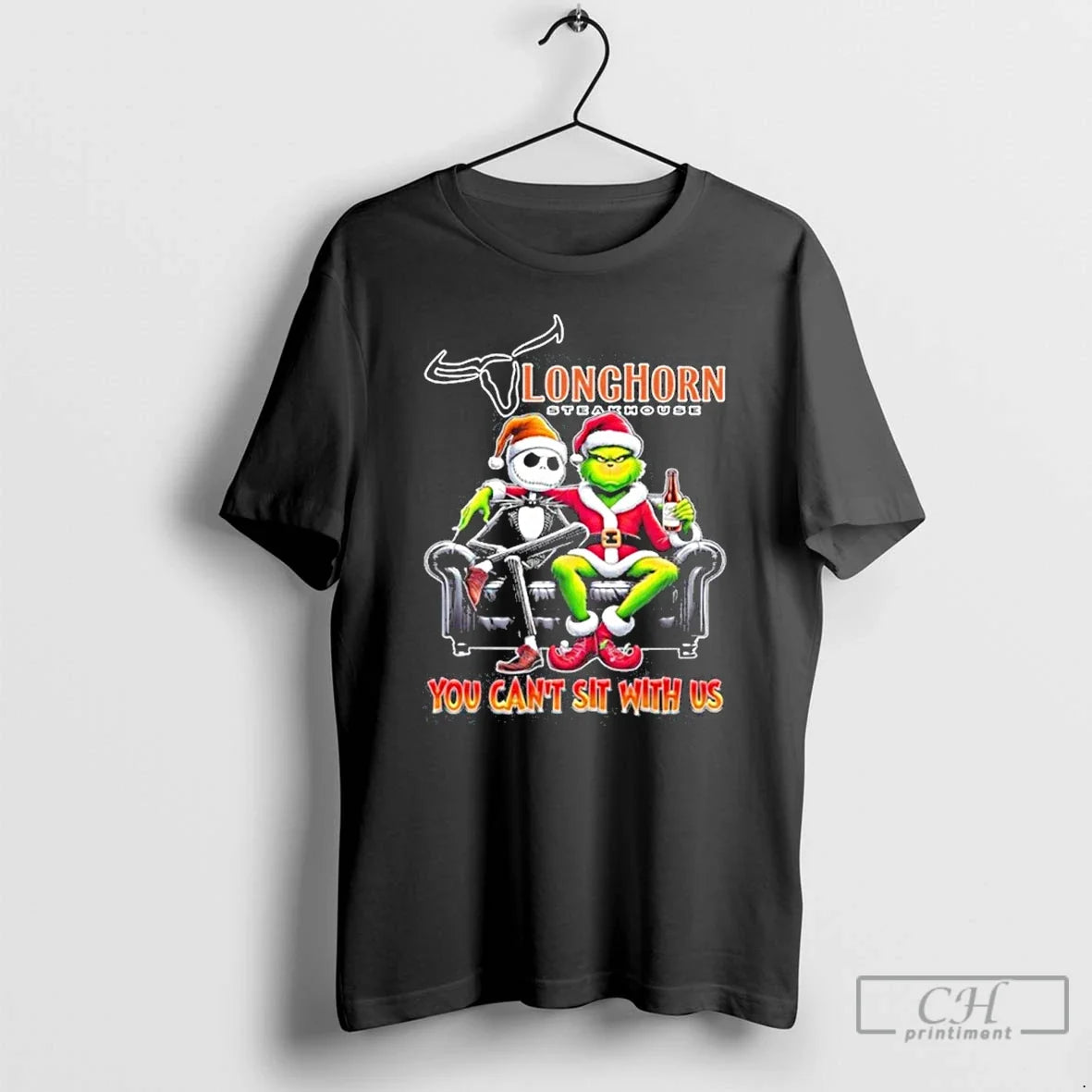 Premium Longhorn Logo Santa Jack And Grinch You Cant Sit With Us T Shirts