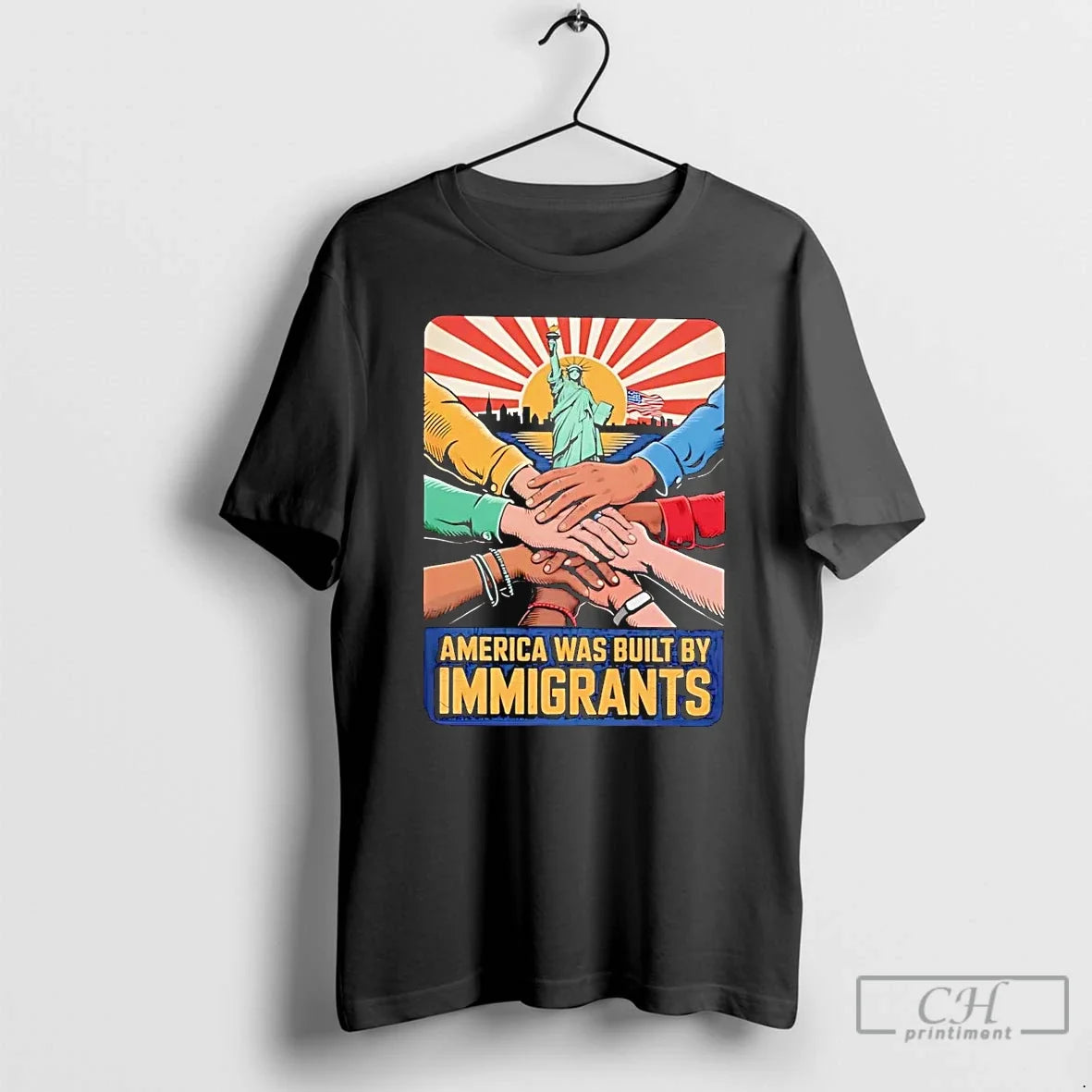 Premium Statue Of Liberty America Was Built By Immigrants T Shirts