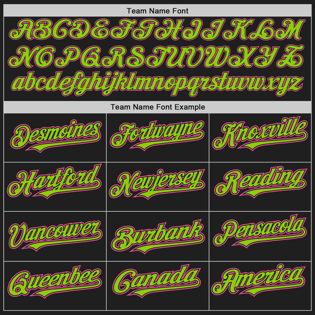 Custom Black Pink-Neon Green Authentic Raglan Sleeves Baseball Jersey