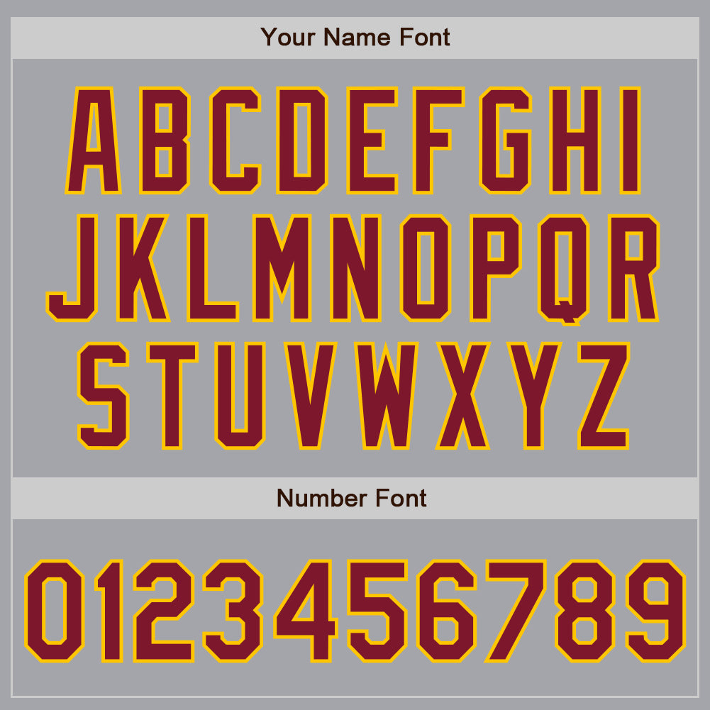 Custom Gray Crimson-Yellow Authentic Raglan Sleeves Baseball Jersey