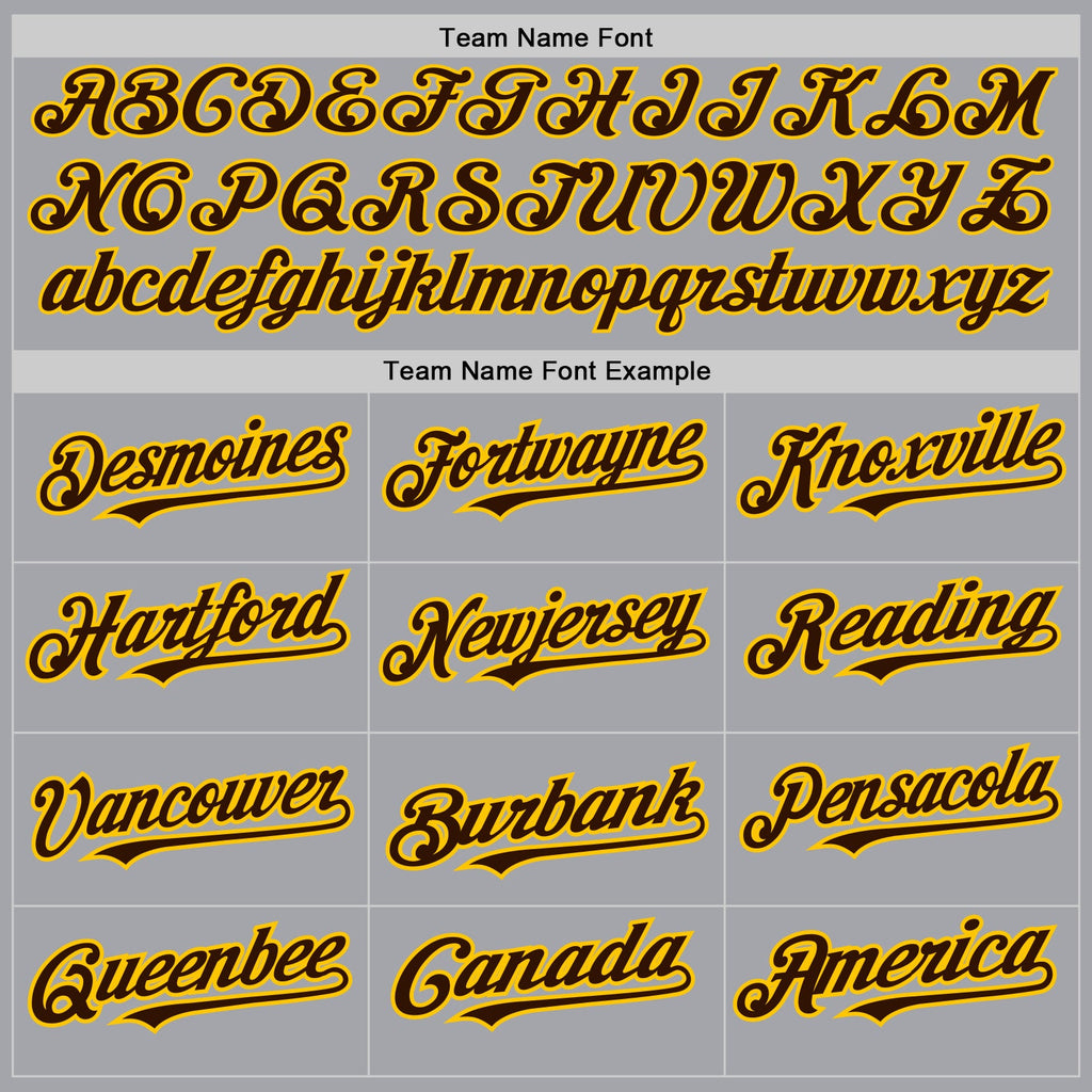 Custom Gray Brown-Yellow Authentic Raglan Sleeves Baseball Jersey