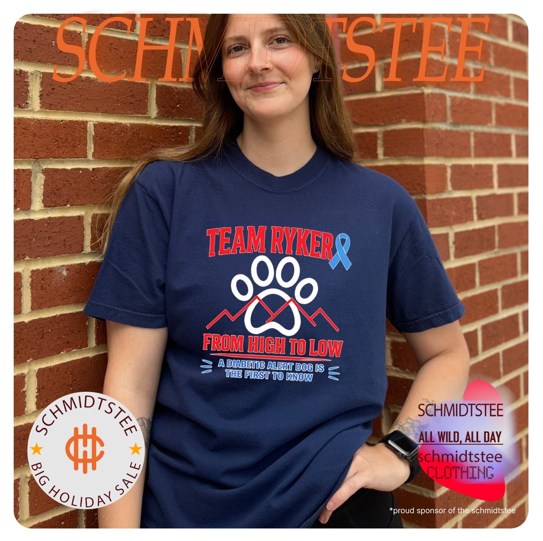 Ribbon dog paw Team Ryker from high to low a diabetic alert dog is the first to know shirt
