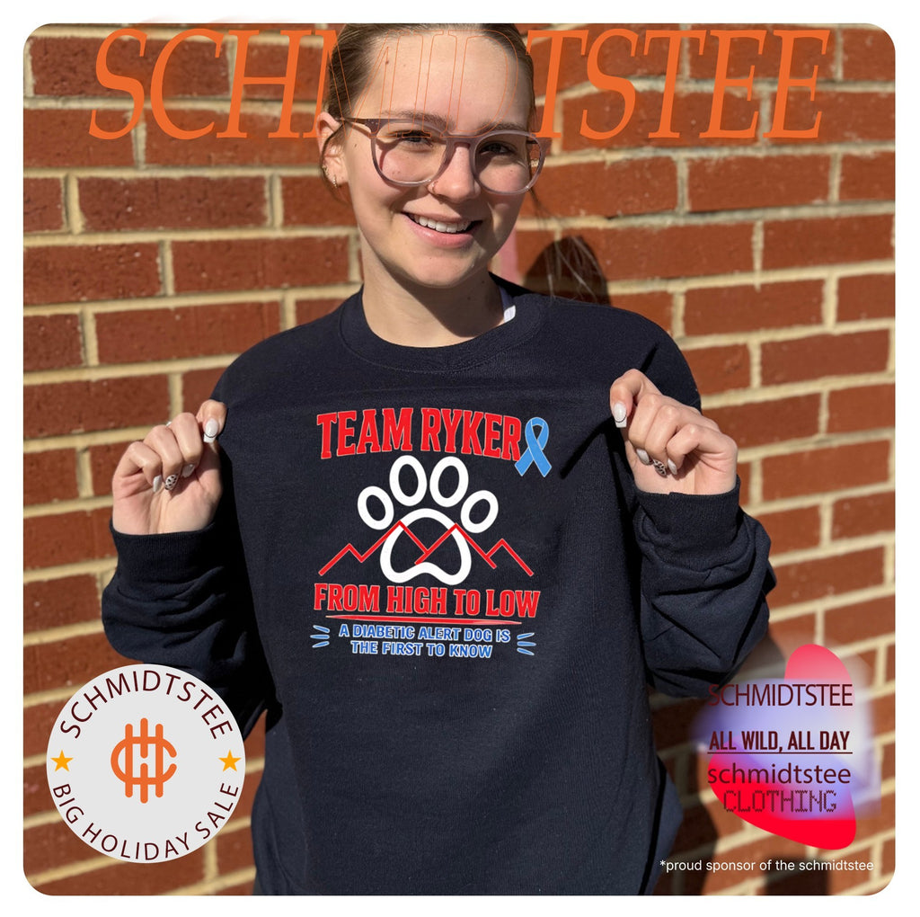 Ribbon dog paw Team Ryker from high to low a diabetic alert dog is the first to know shirt