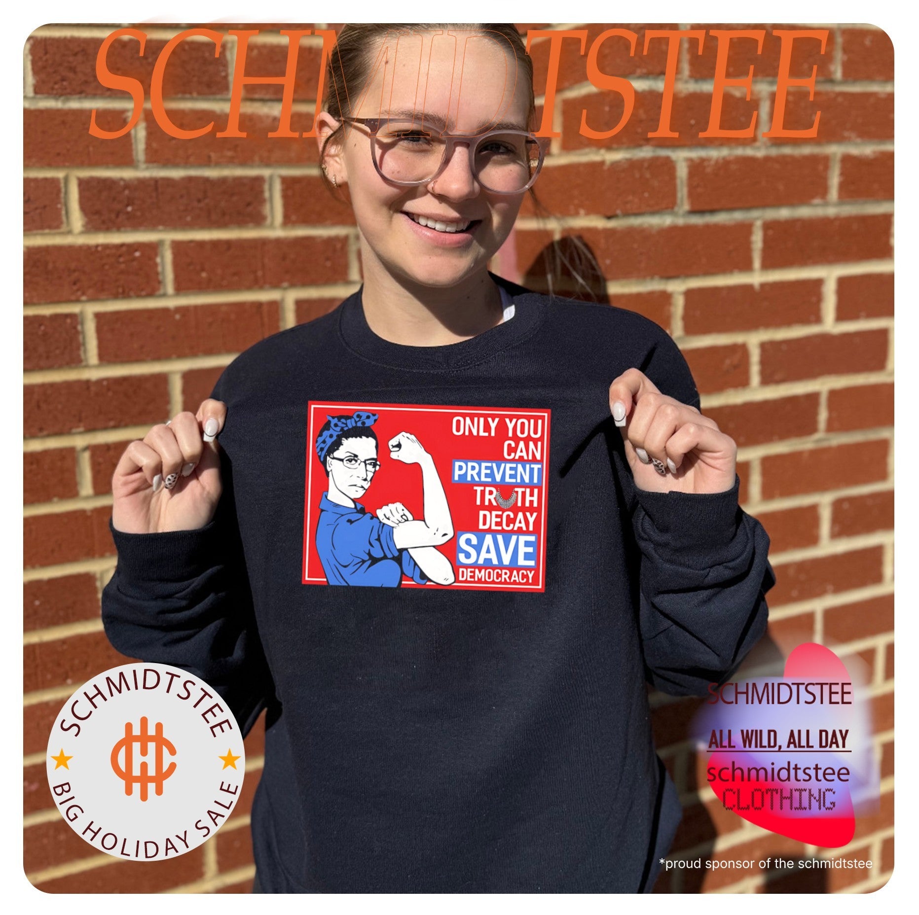Rosie the Riveter Ruth Bader Ginsburg only you can prevent Truth Decay save Democracy shirt