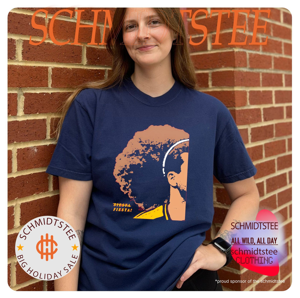 Soccer player with curly hair Siesta Fiesta shirt