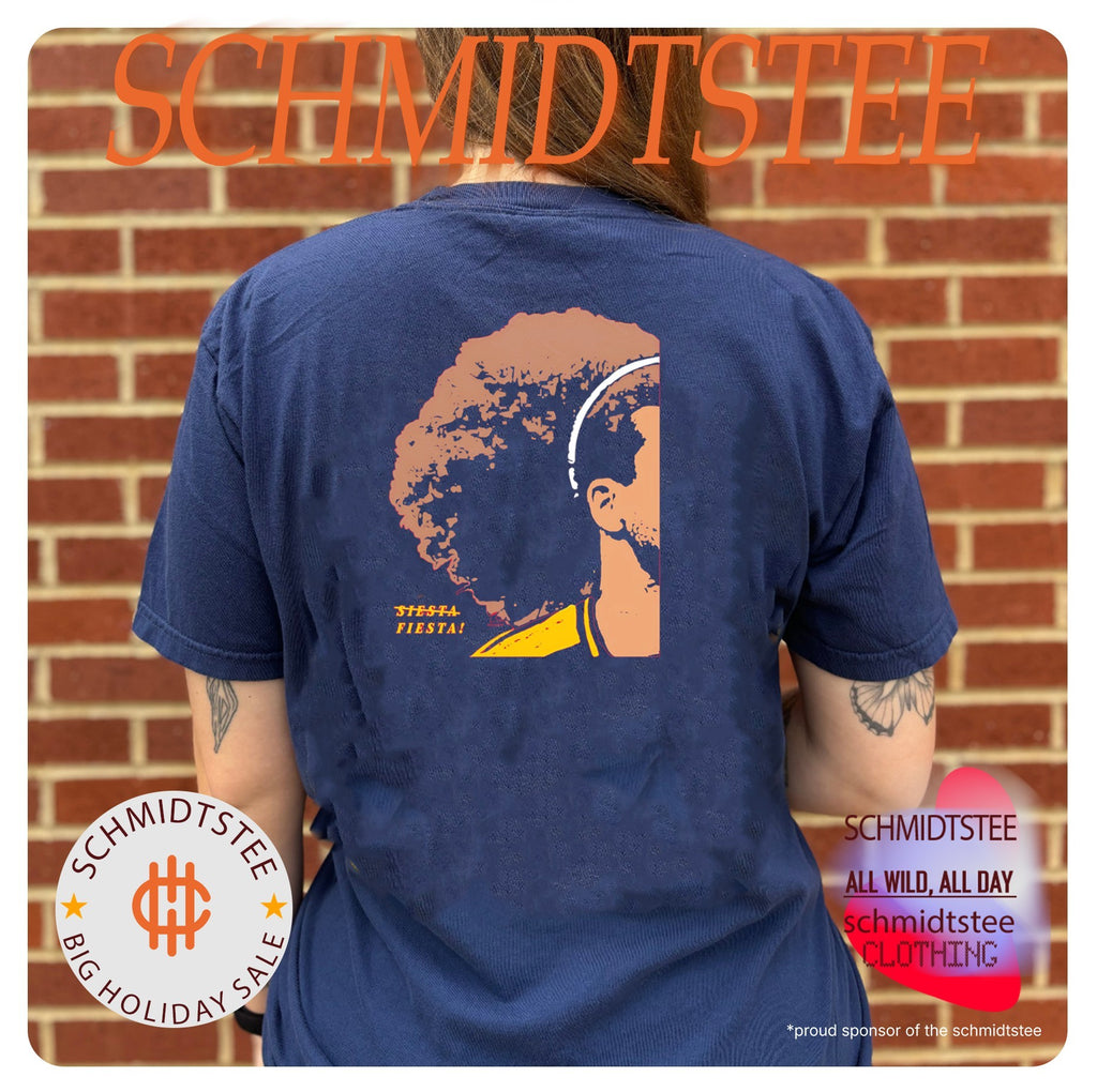 Soccer player with curly hair Siesta Fiesta shirt