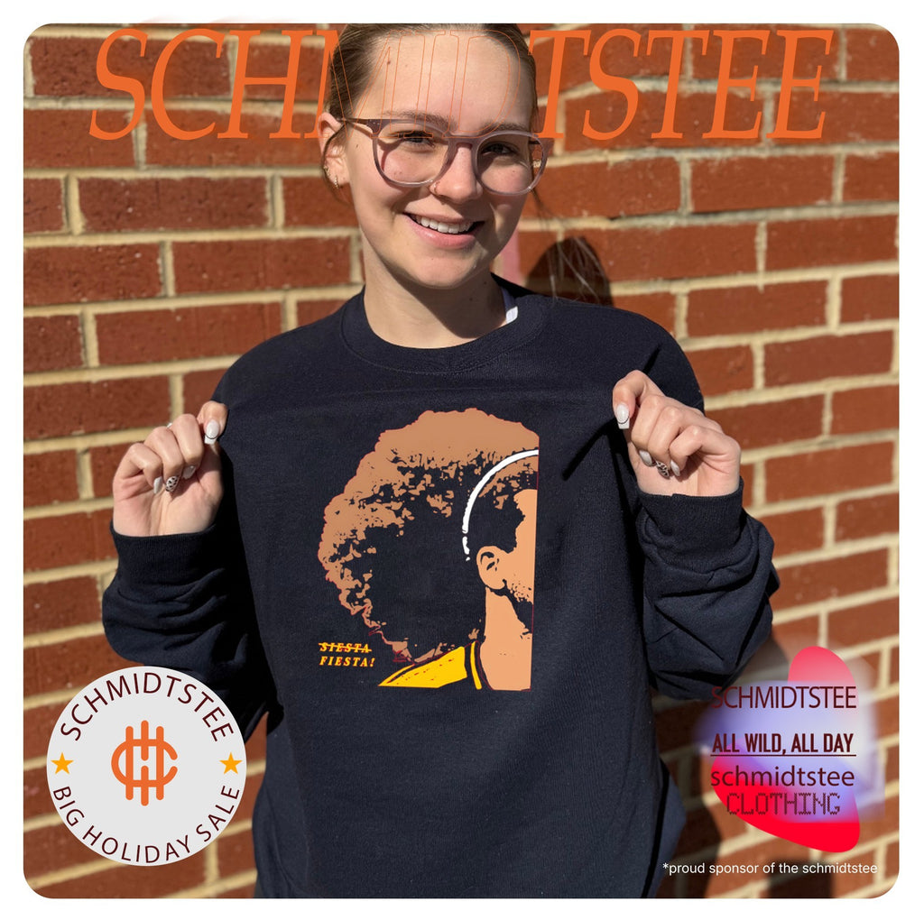Soccer player with curly hair Siesta Fiesta shirt