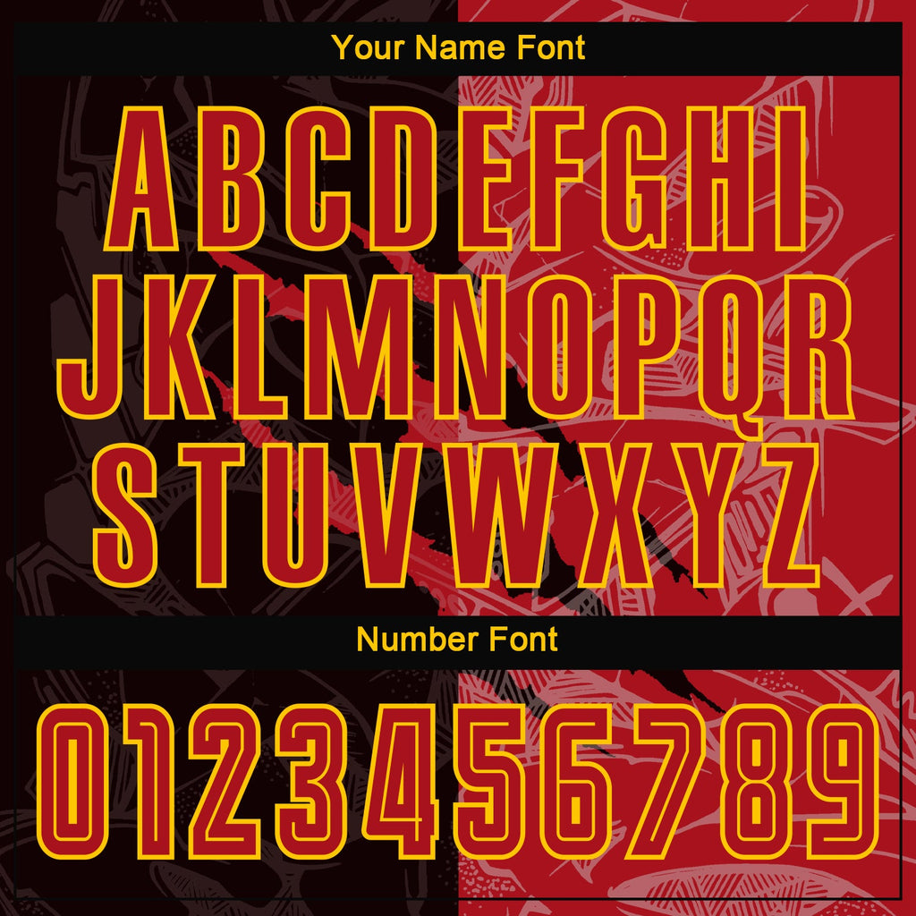 Custom Graffiti Pattern Red-Gold Scratch Sublimation Soccer Uniform Jersey