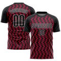 Custom Crimson Black-White Sublimation Soccer Uniform Jersey