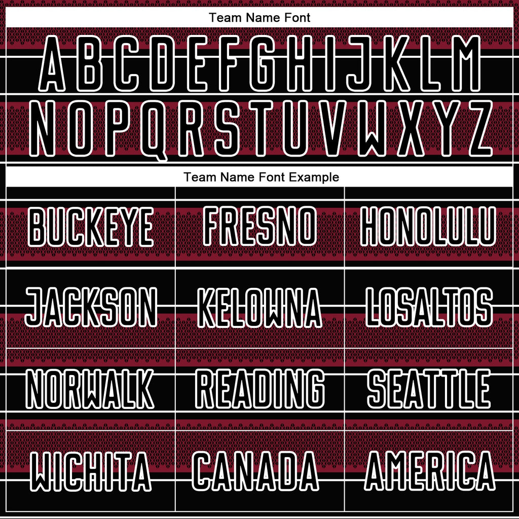 Custom Black Crimson-White Geometric Shapes And Line Sublimation Soccer Uniform Jersey