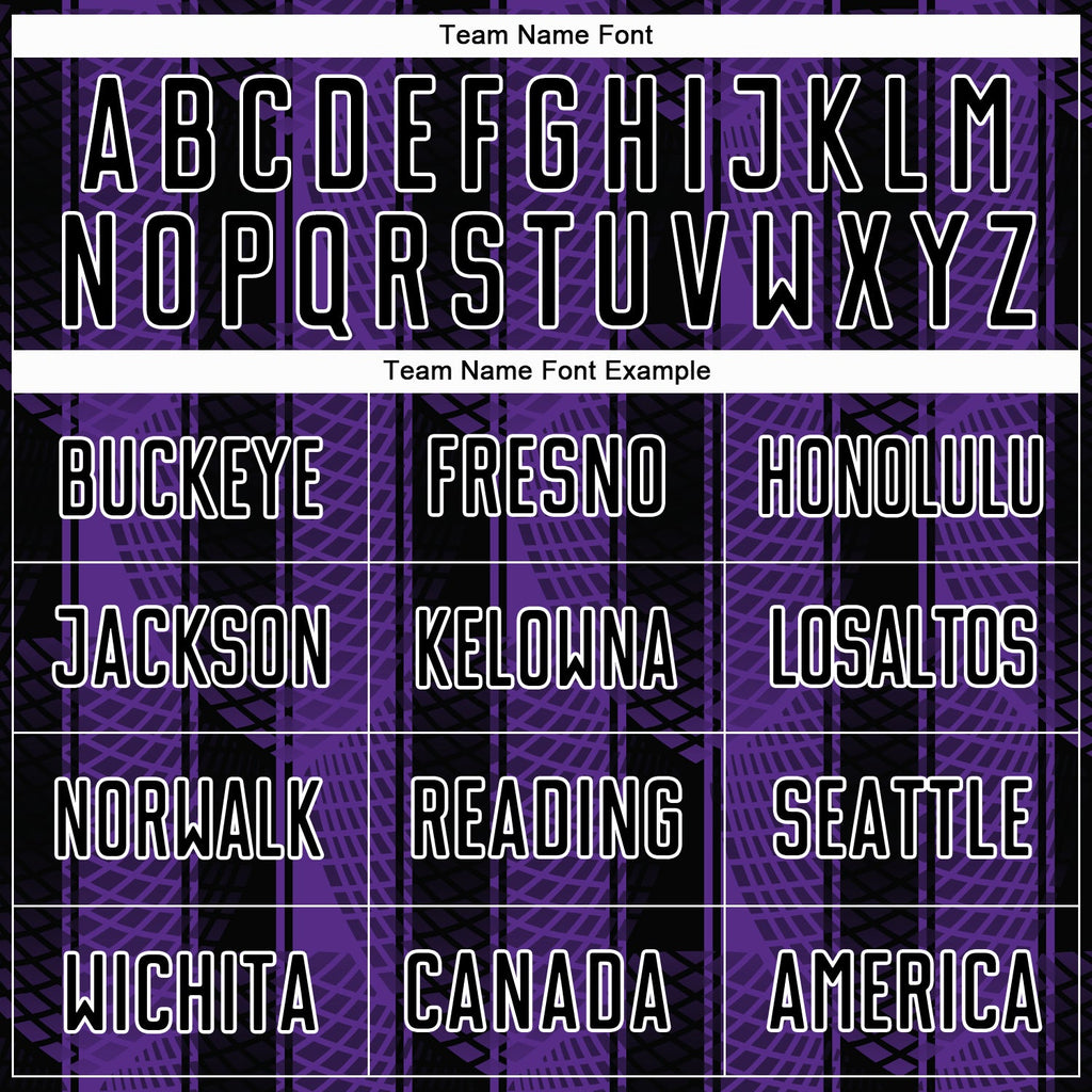 Custom Black Purple-White Abstract Network Sublimation Soccer Uniform Jersey