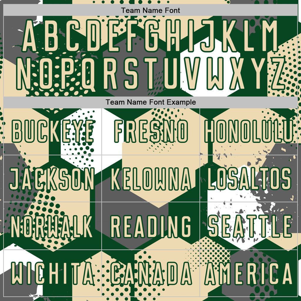 Custom Green Cream-White Geometric Shape Sublimation Soccer Uniform Jersey